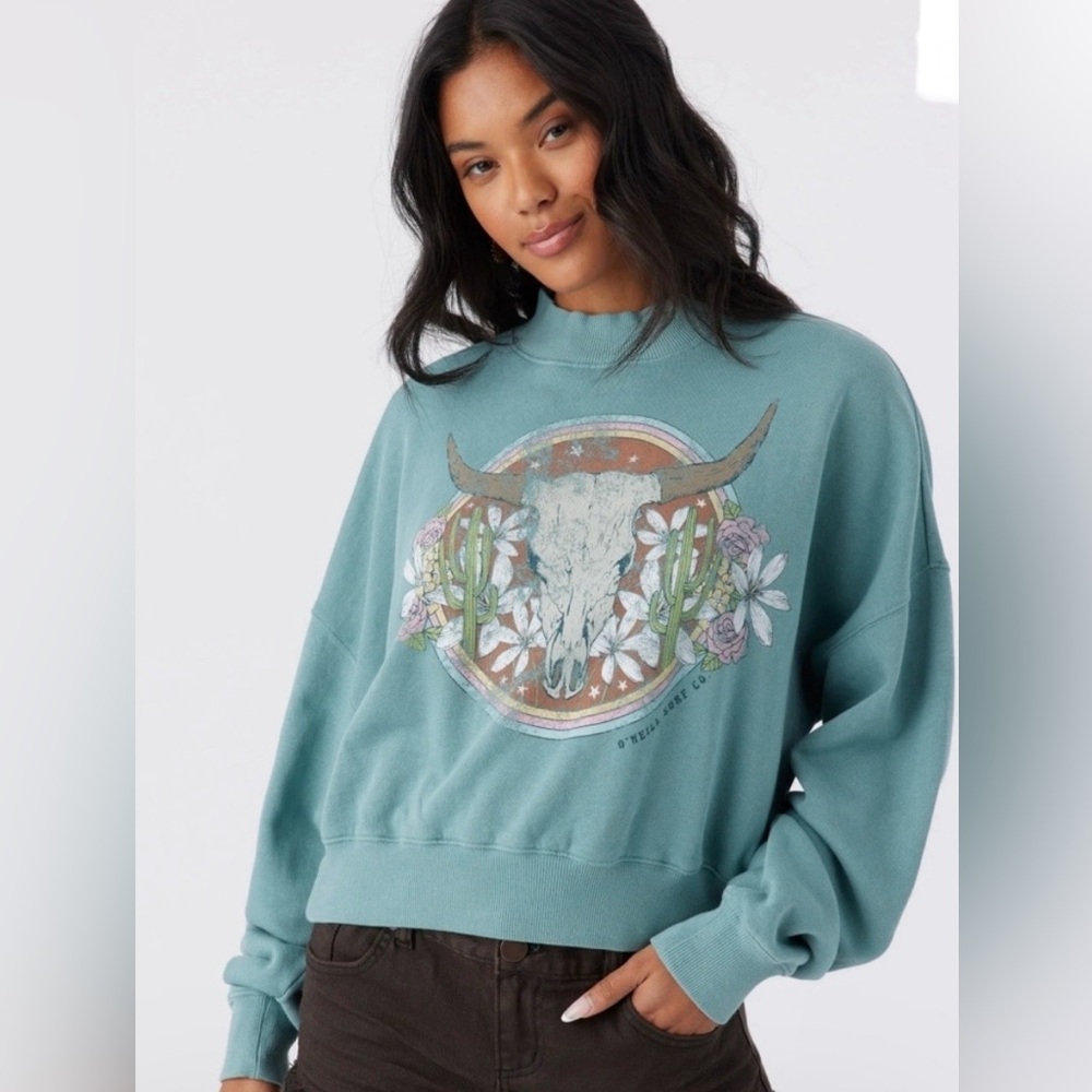 O'NEILL Moment Crop Fleece Sweatshirt Blue Size S